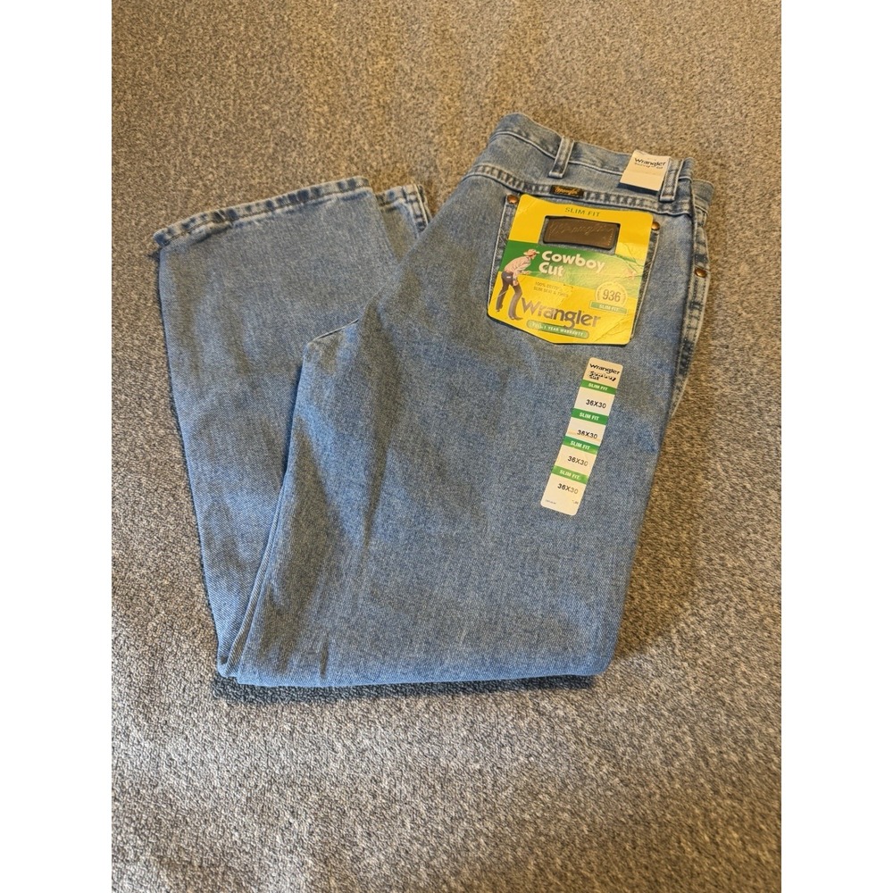New Wrangler Cowboy Cut 936GBK Slim Fit Jeans 36x30 Stonewash NWT‎